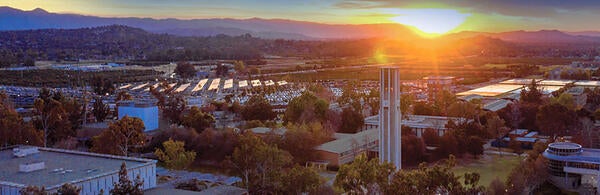 Aerial view of campus and sunset (c) UCR/Stan Lim