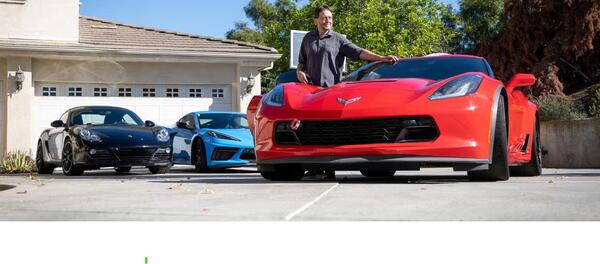 ted-garland-with-his-corvettes-and-porsche